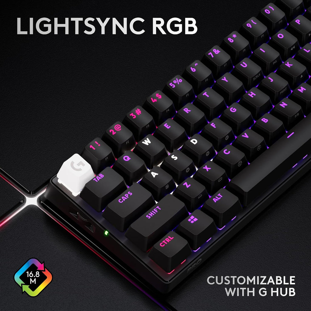 Logitech G PRO X 60 Lightspeed Wireless Gaming Keyboard, Ultra Compact TKL 60% Mechanical Keyboard for Windows PC, LIGHTSYNC RGB, Dual-Shot PBT Keycaps, GX Optical Linear Switches - Black