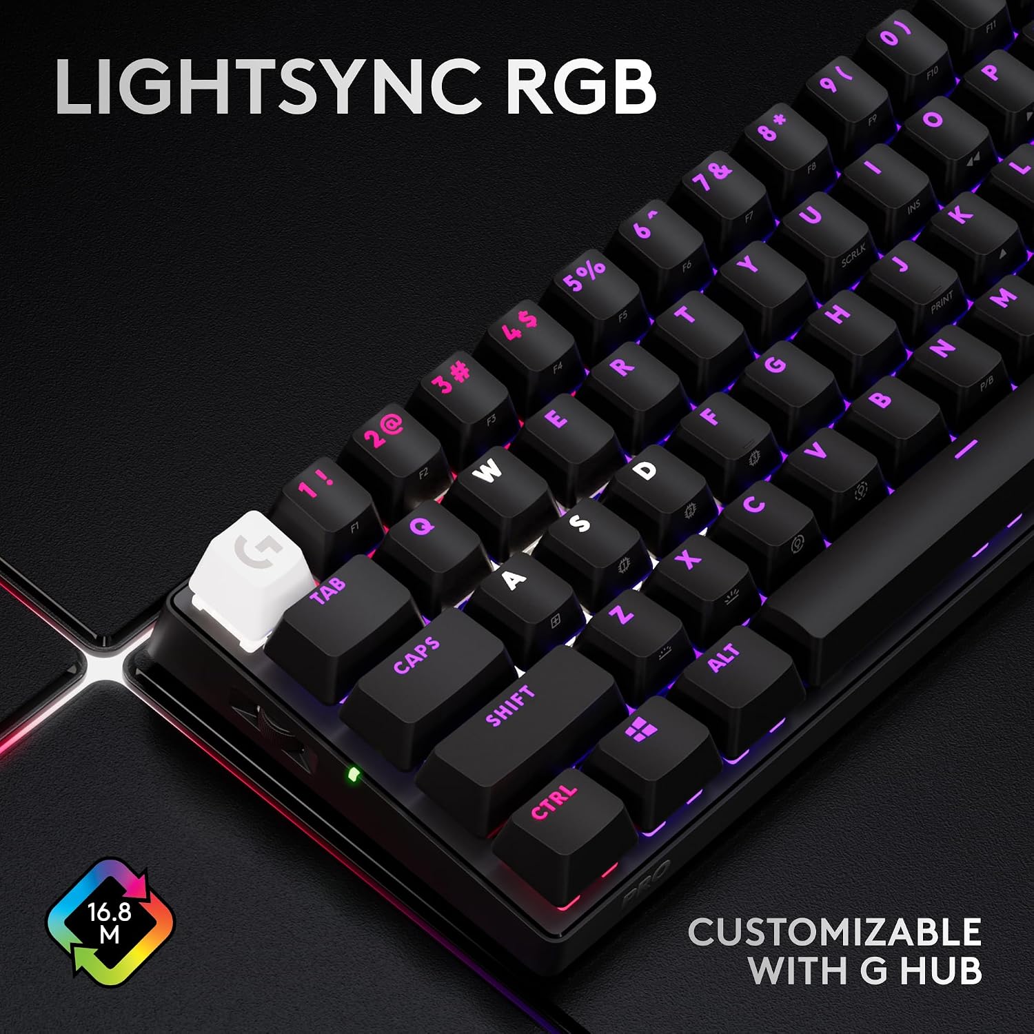 Logitech G PRO X 60 Lightspeed Wireless Gaming Keyboard, Ultra Compact TKL 60% Mechanical Keyboard for Windows PC, LIGHTSYNC RGB, Dual-Shot PBT Keycaps, GX Optical Linear Switches - Black