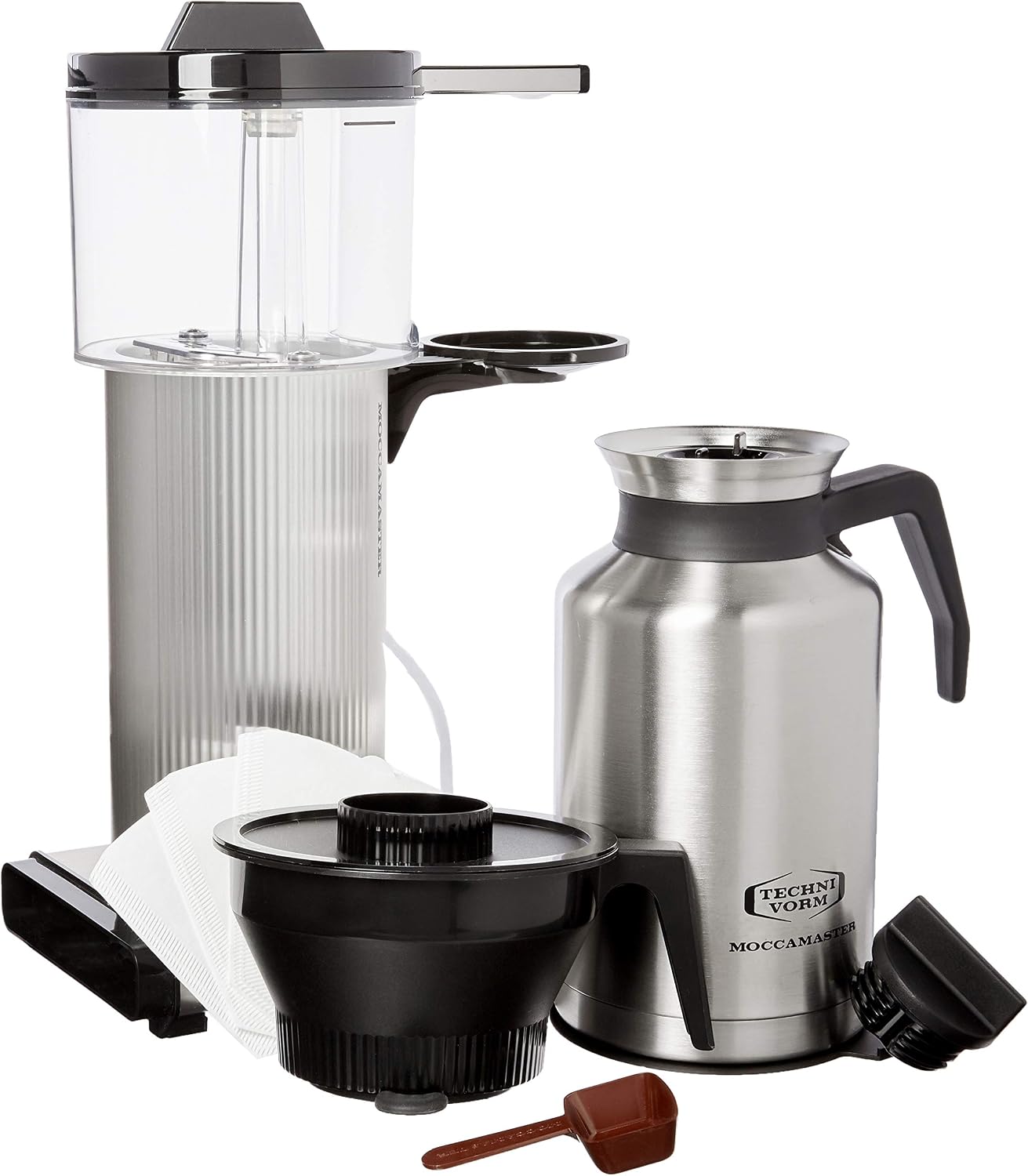 Technivorm Moccamaster 39340 CDT Grand Coffee Maker, 60 Ounce, Silver 4 White Paper Filters, 100-count per box
