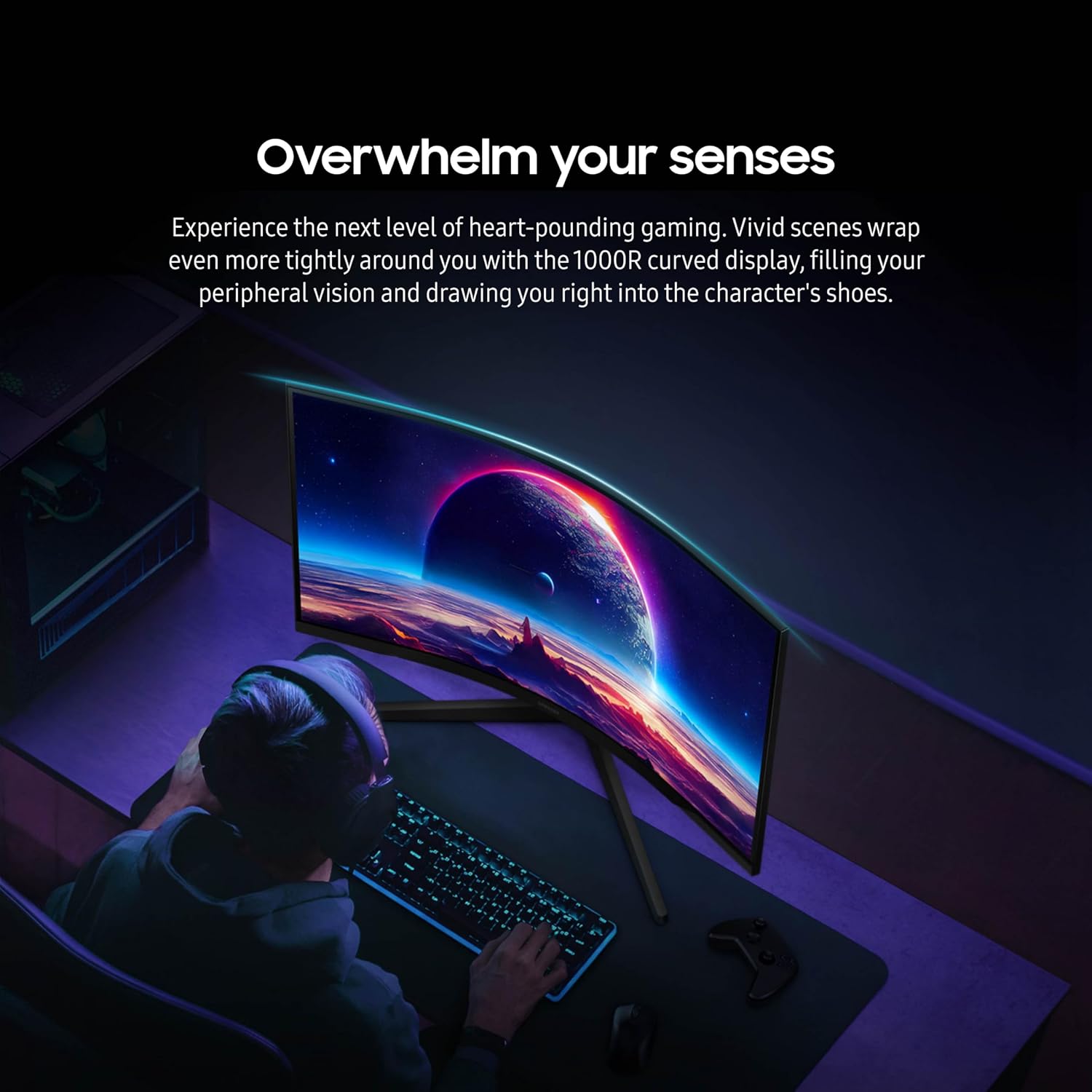 Samsung 27-Inch Odyssey G55C Series QHD 1000R Curved Gaming Monitor, 1ms(MPRT), HDR10, 165Hz, AMD Radeon FreeSync, Eye Care, LS27CG552ENXZA