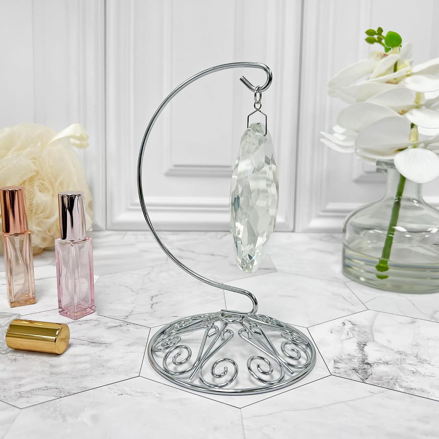 Bard's Ornate Silver Ornament Stand, Small, 6' H x 4' W x 4' D, Pack of 12
