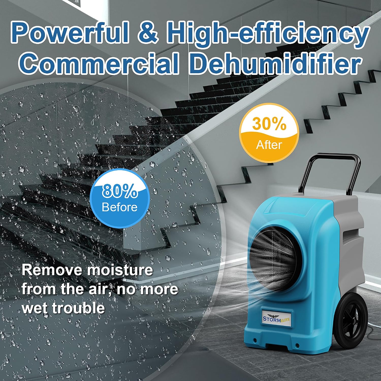 ALORAIR 270 Pints Commercial Dehumidifiers Smart Wi-Fi with Pump, Up to 3,000 Sq.Ft Coverage for Large Room or Basements, Industrial Dehumidifier with Drain Hose, 5 Years Limited Warranty