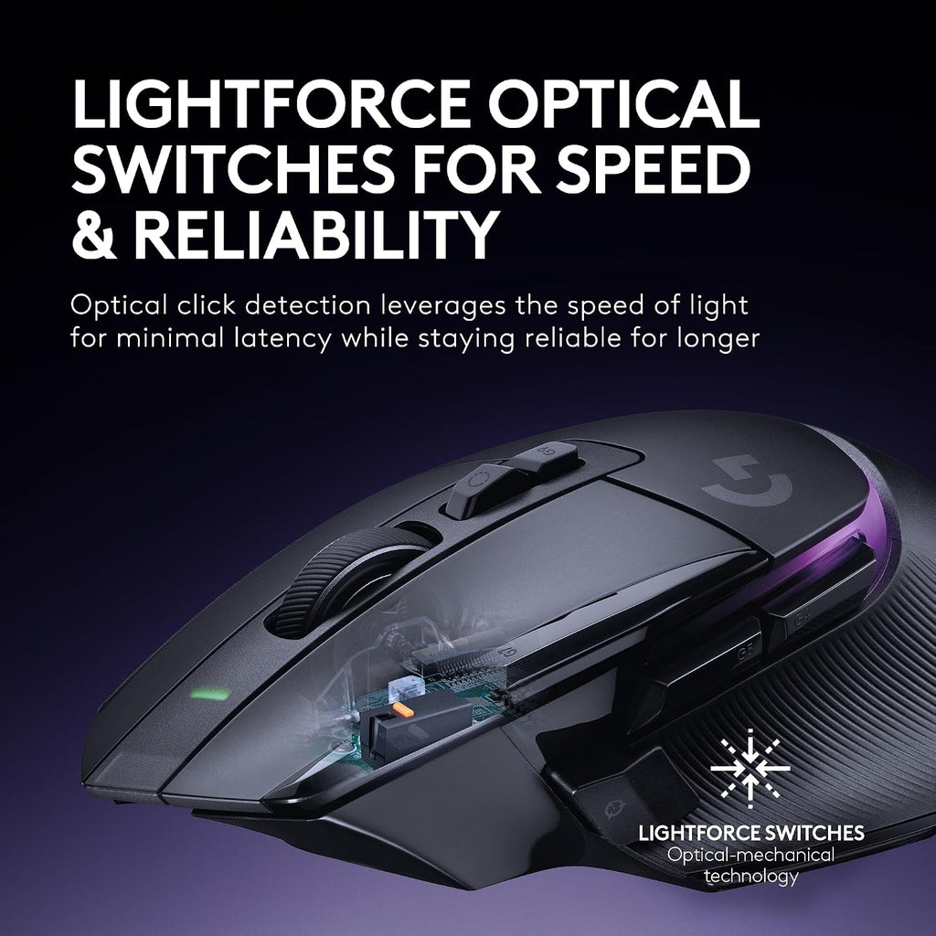 Logitech G502 X Plus Wireless Gaming Mouse: Optical Switches, LIGHTSYNC RGB, 13 Buttons, Infinite Scroll Toggle, <130 hr Battery Life, USB-C, PowerPlay Wireless Charging Capable, for PC/MacOS - Black