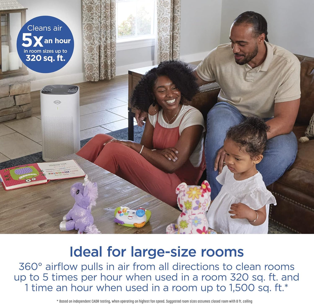 Clorox HEPA Air Purifiers for Home, True HEPA Filter, Large Rooms Up to 1,500 Sq Ft, Removes 99.9% of Mold, Viruses, Wildfire Smoke, Allergens, Pet Allergies, Dust, AUTO Mode, Whisper Quiet
