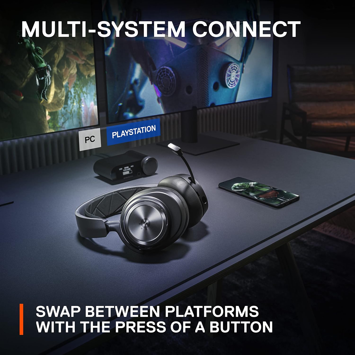 SteelSeries Arctis Nova Pro Wireless Multi-System Gaming Headset - Premium Hi-Fi Drivers - Active Noise Cancellation - Infinity Power System - ClearCast Gen 2 Mic - PC, PS5, PS4, Switch, Mobile