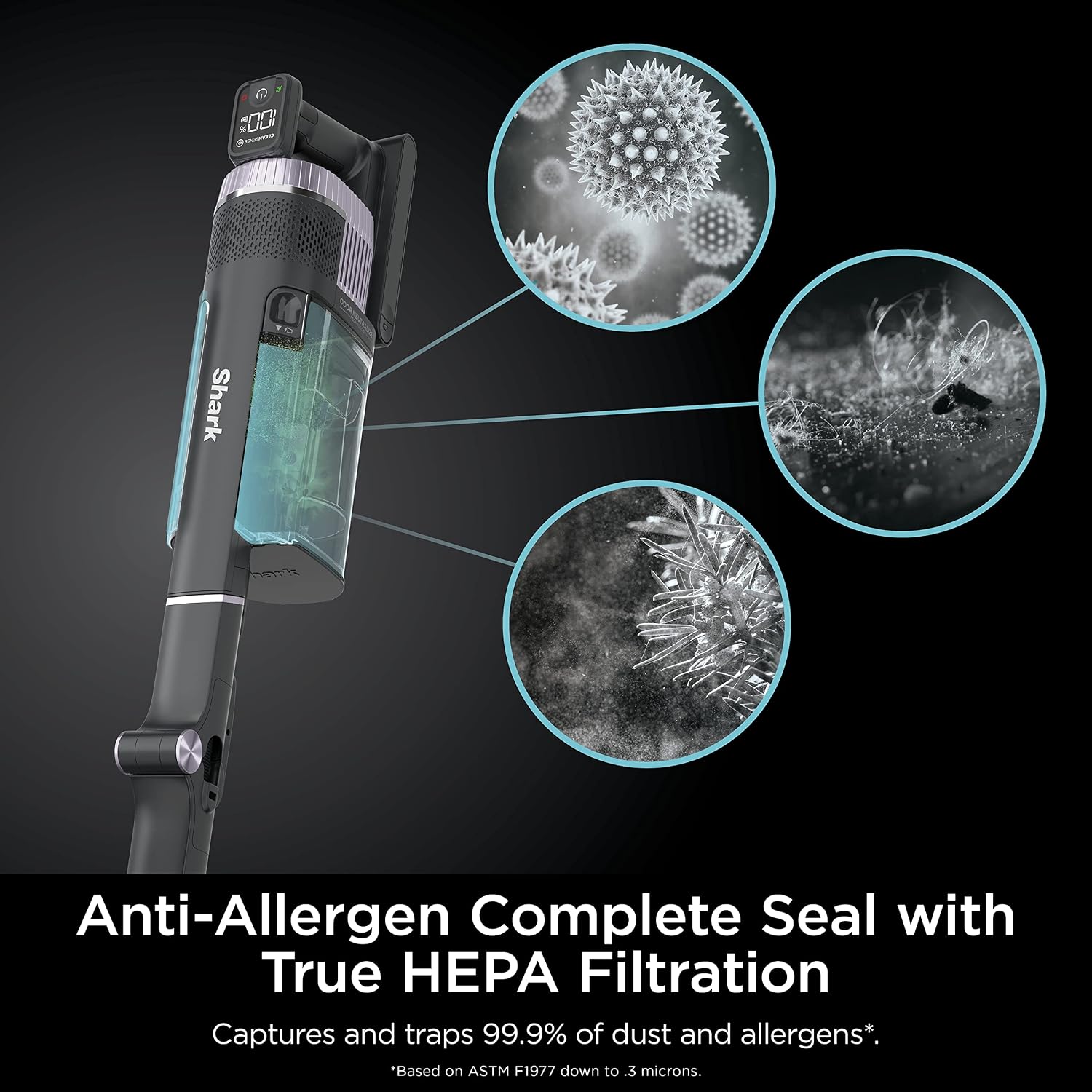 Shark Stratos Cordless Vacuum with Clean Sense IQ and Odor Neutralizer, MultiFlex Wand, Includes Crevice Tool & Anti-Allergen Brush, Up To 60 Minute Runtime, Ash Purple, IZ862H