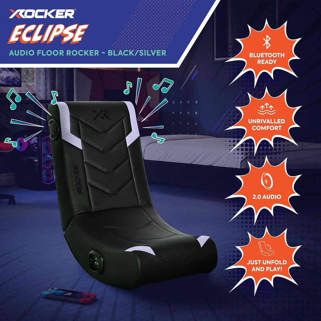 X Rocker Video Gaming Floor Rocker Chair, Built-in Audio, Foldable, for Gamers, Bedroom, or Game Room for Boys, Girls, Teens 5-17, Gifts for Gamers