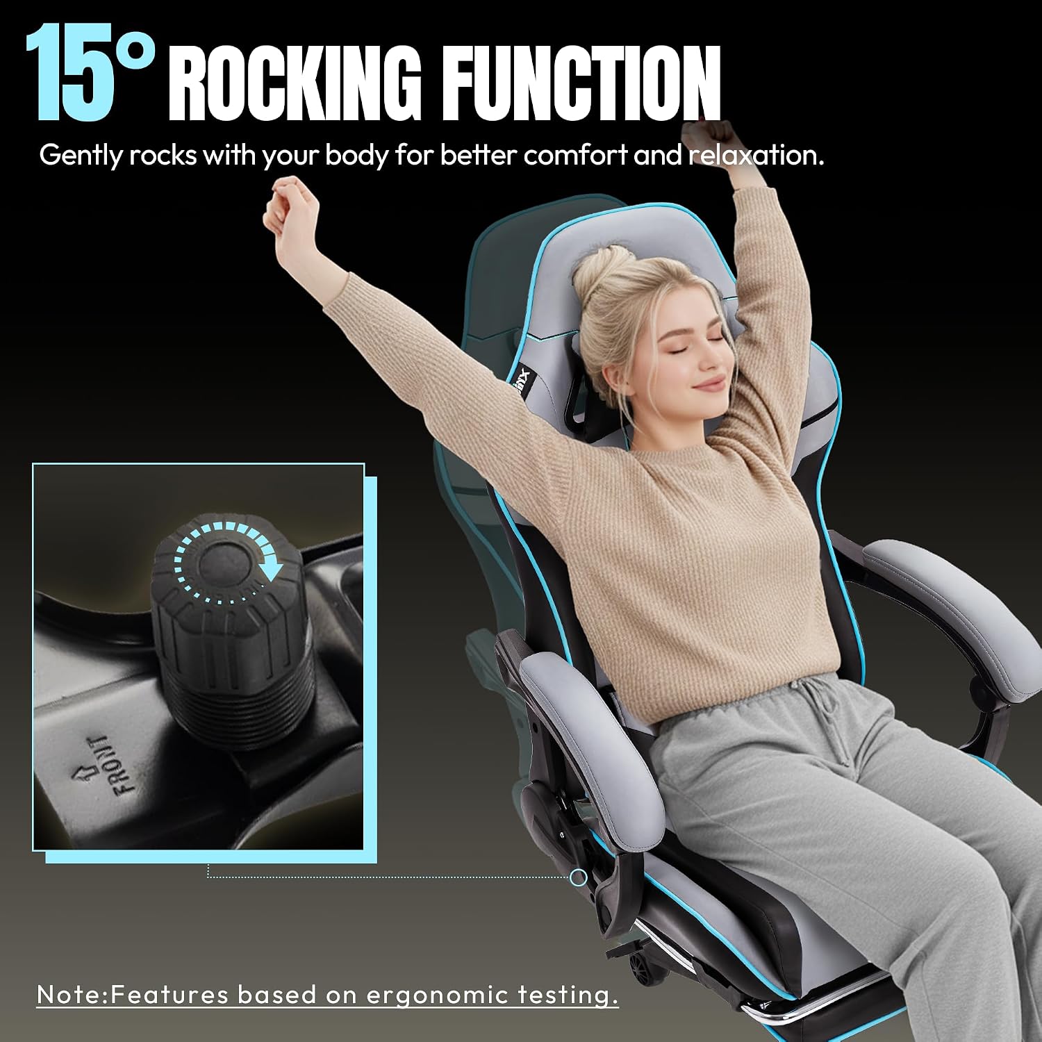 Dowinx Big and Tall Gaming Chair 350LBS, Racing Style Ergonomic Computer Chair with Side-Mounted Recline Control, Footrest & Massage Lumbar, High Back Chair with Embroidered Design for Gaming or Work