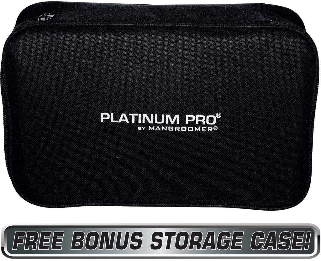 Platinum Pro by MANGROOMER New Back Shaver with 3 Shock Absorber Flex Heads, Power Hinge, Extreme Reach Handle & Bonus Case! (Generation 8.0), 4 Piece Set