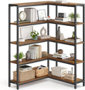 VASAGLE 5 Tier Bookshelf with Metal Frame, Convertible Industrial Corner Shelf, 9.4 x 52.8 x 55.9 Inches, for Living Room, Bedroom, Home Office, Rustic Brown and Ink Black ULLS815KD01