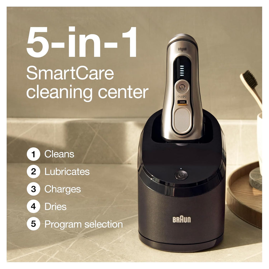 Braun Series 9 Pro 9487cc Electric Razor for Men, Wet & Dry, Rechargeable, Electric Shaver with Clean & Charge Station and ProCare Attachment, Holiday Gifts for Men