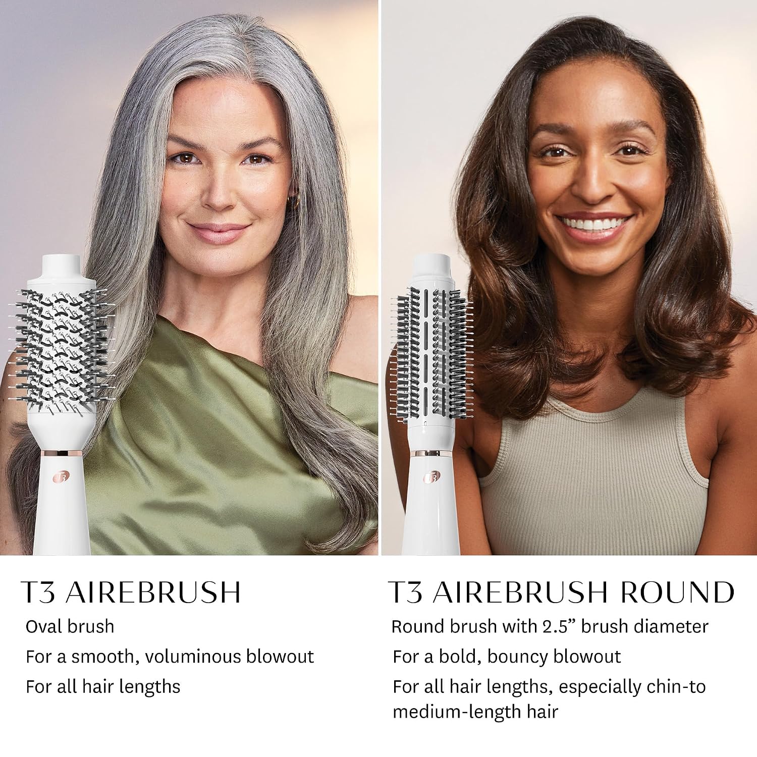 T3 AireBrush One Step Smoothing and Volumizing Hair Blow Dryer Brush, for Fast Drying and Styling with Multiple Heat and Speed Settings, Ceramic and Cool Shot