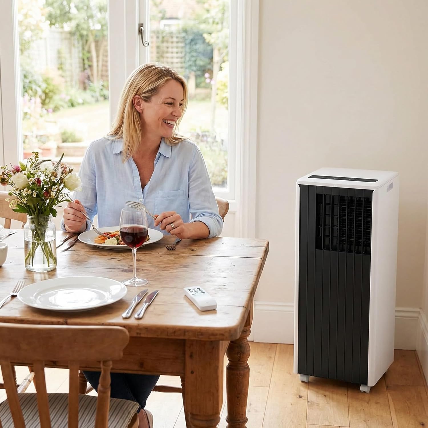 8,000 BTU Portable Air Conditioners, 3-in-1 Air Modes Up to 350 Sq, Portable AC Unit with Cooling, Fan, Dehumidifier, 24H Timer, Remote, Window Installation Kit, White, for Bedroom.
