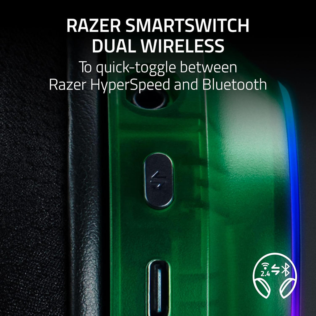 Razer Barracuda X Chroma Wireless Gaming Headset: 2.4GHz Wireless & Bluetooth - Lightweight - RGB - 40mm Drivers - Cardioid Mic - 70 Hr Battery - For PC, Mac, PS5, Switch 2, Smartphone - Phantom Green
