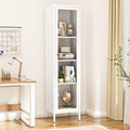 Foreate Cabinet with Glass Door, 4-Tier Curio Cabinet, Glass Display Cabinet with Adjustable Shelves, Metal Storage Display Case, Tall Bookcase for Kitchen Living Room Office, White