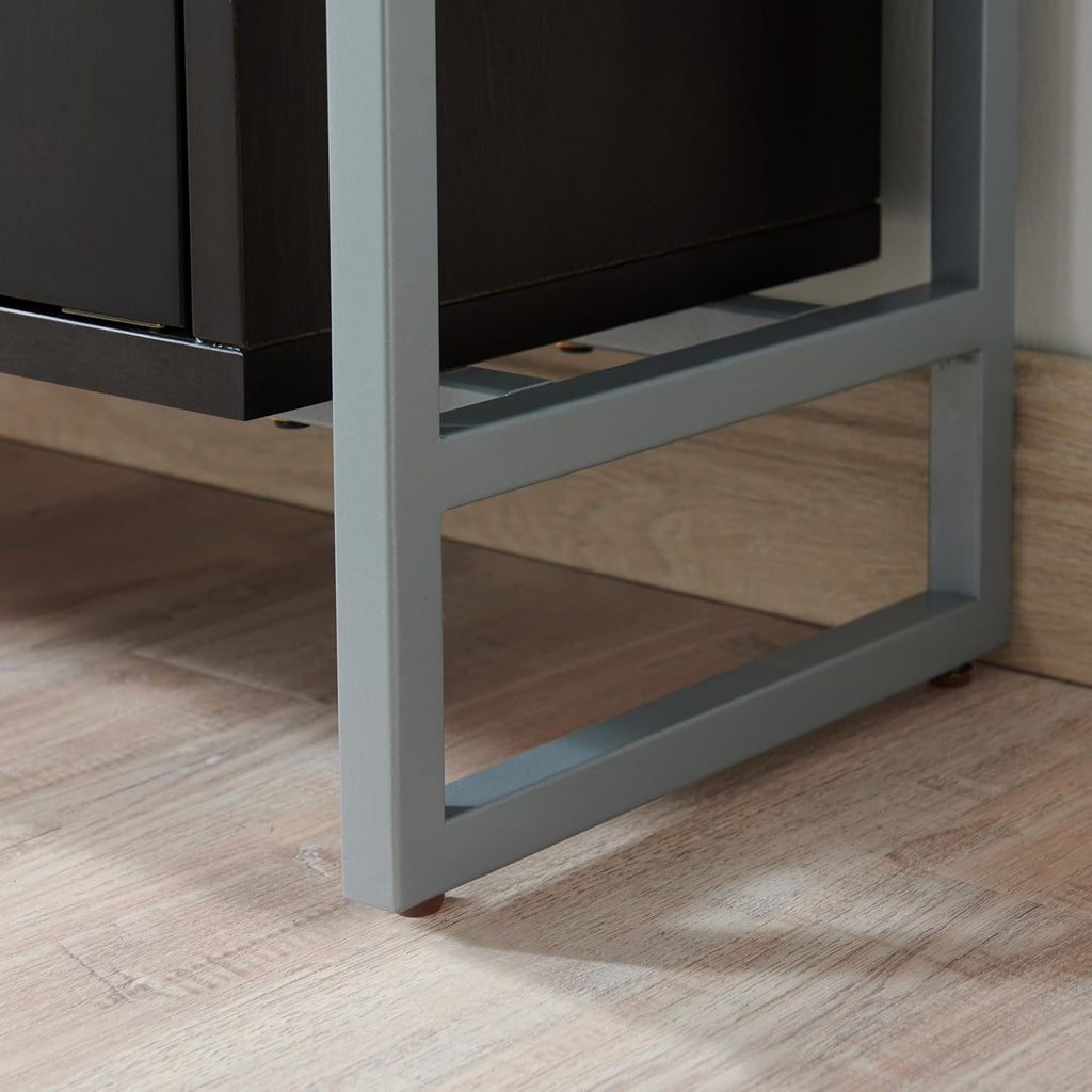 Leick Home 10140-BLKNK Talia Mixed Metal and Wood Foyer Cabinet with Adjustable Shelf for Entryway, Hallway, Bedroom, Living Room, Black/Satin Nickel