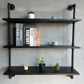 HDDFER Industrial Pipe Shelf Shelving Bookcase, Wall Mounted Rustic Bookshelf, Floating Bookshelves for Wall,Retro Wood Metal Pipe Industrial Shelves for Living Room