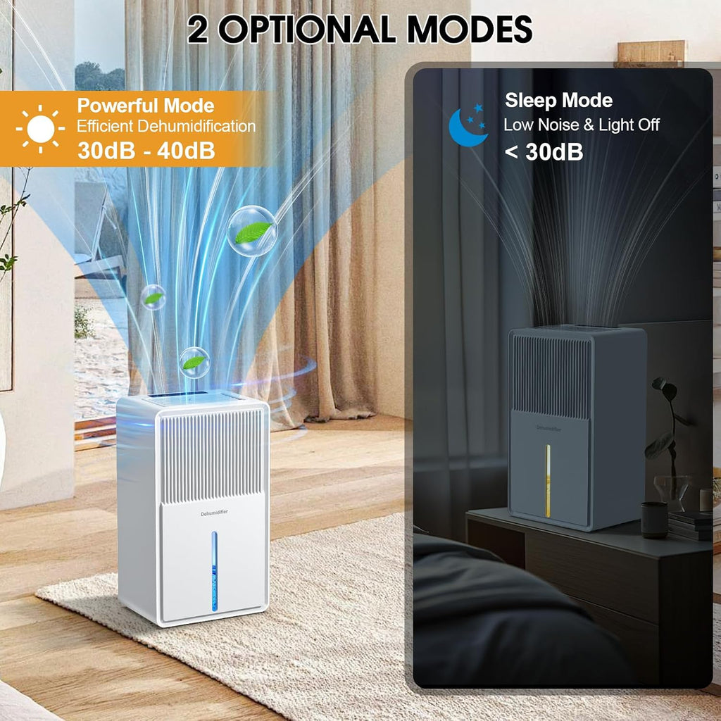 Dehumidifiers for Home, 101OZ Dehumidifier (800 sq.ft), Upgraded Dehumidifier for Basement, Bedroom, Bathroom, RV, Closet with Auto-off, Sleep Mode, 7 Colorful Nightlight, Quiet Small Portable - White