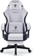 Dowinx Gaming Chair Fabric with Pocket Spring Cushion, High Back Ergonomic Computer Chair with Footrest for Adults, Massage Lumbar Support Swivel Game Chair for Office Gaming 300LBS, Black and Gray