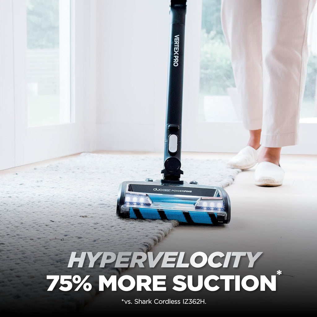 Shark Vertex Pro Cordless Vacuum Cleaner with HEPA Filter, Lightweight, Portable, Removable Handheld, Self Cleaning DuoClean PowerFins, 120-min Runtime, IQ Display, Black/Silver, IZ682H