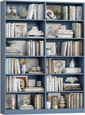 FACBOTALL Bookshelf and Bookcase, 6-Tier Double Wide Bookshelves, Freestanding Display Storage Shelves, Tall Bookcases for Home Decor Bedroom, Living Room, Home Office, Blue