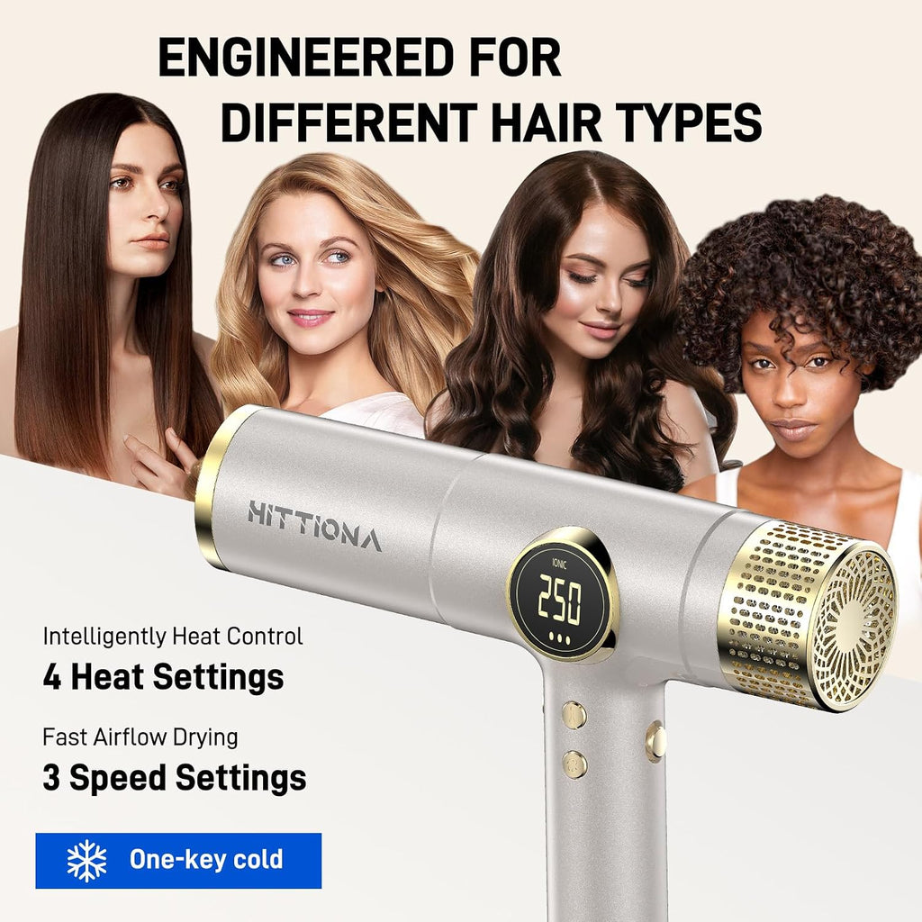 Infrared Ionic Hair Dryer with Diffuser - 2000W Dual Voltage Blow Dryer Gift for Women, Fast Drying, Frizz Control, Lightweight & Low Noise, Red Light & Negative Ions, European Travel 110V-240V