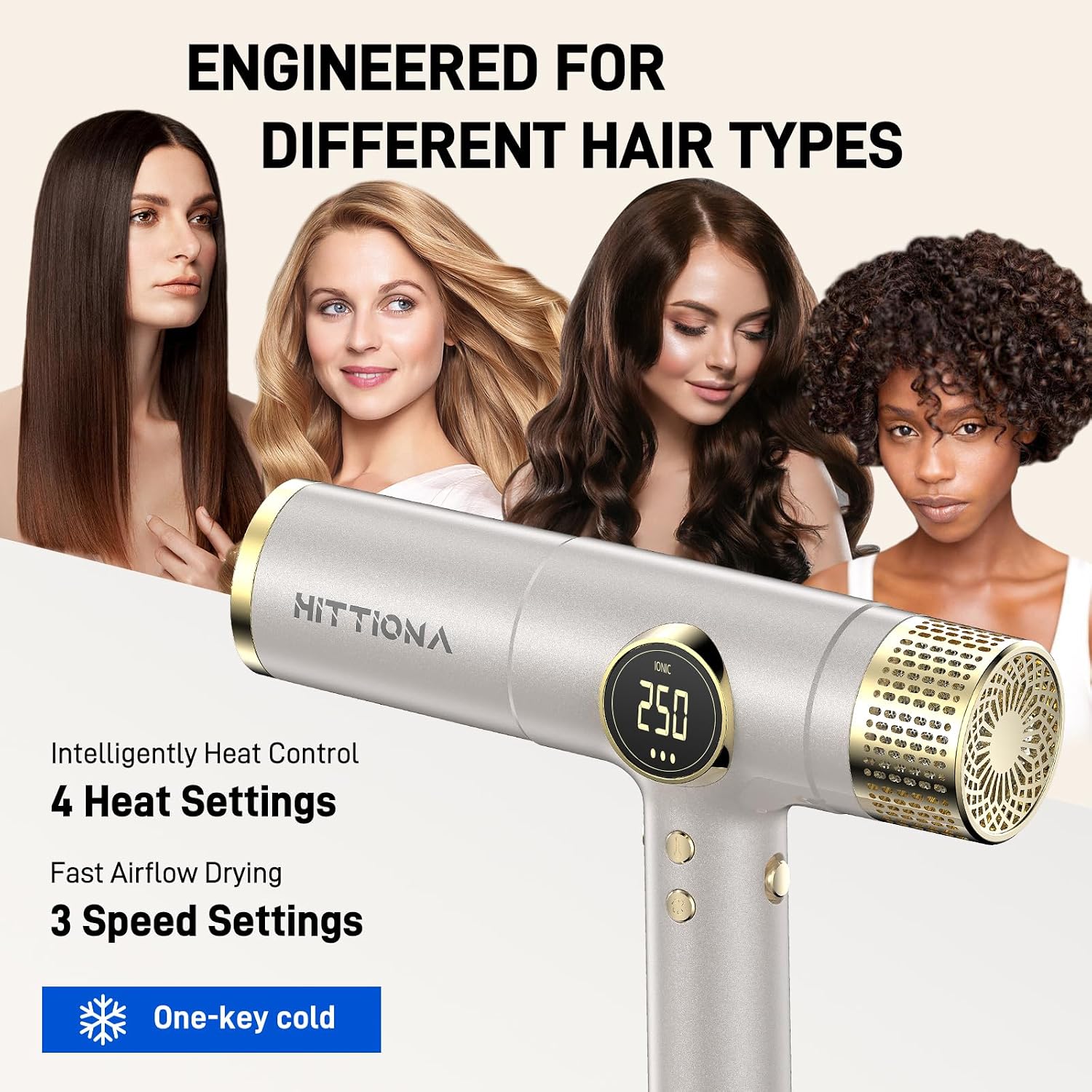 Infrared Ionic Hair Dryer with Diffuser - 2000W Dual Voltage Blow Dryer Gift for Women, Fast Drying, Frizz Control, Lightweight & Low Noise, Red Light & Negative Ions, European Travel 110V-240V