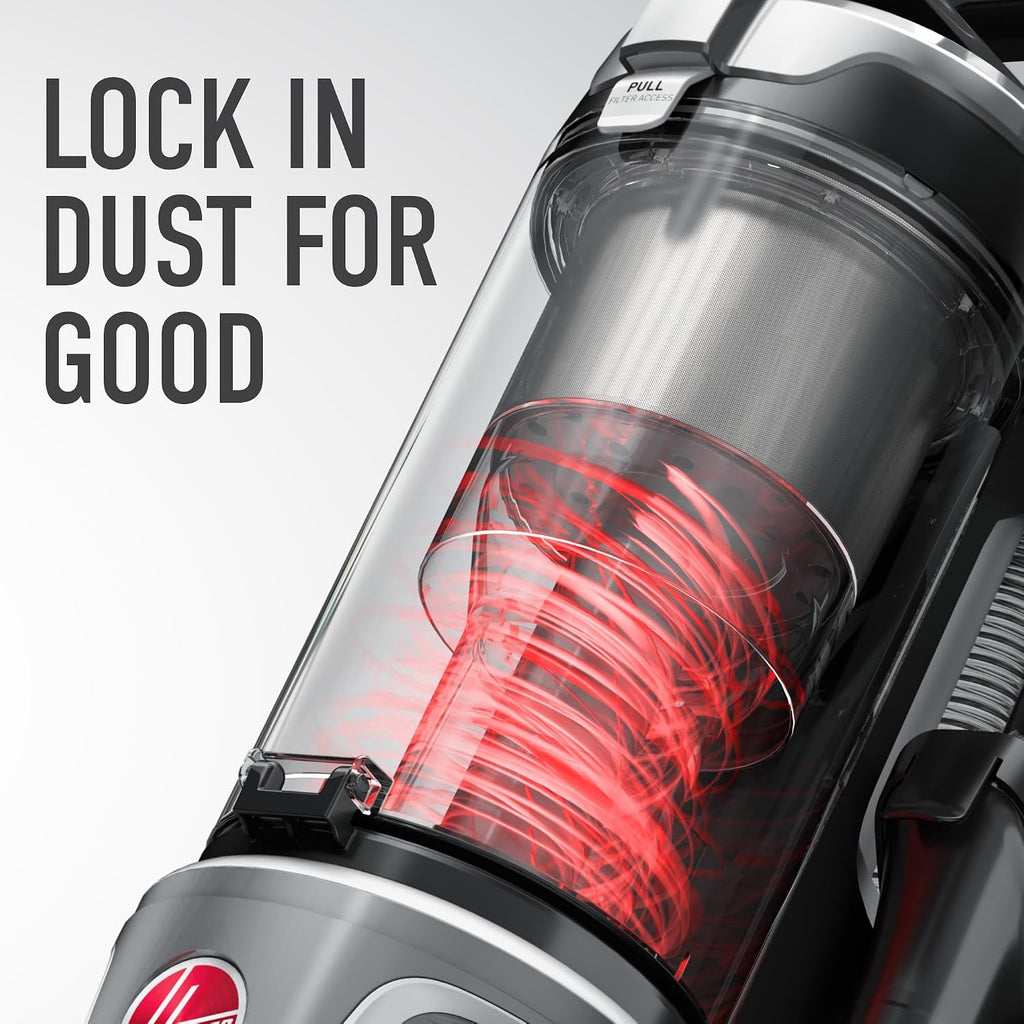 Hoover WindTunnel All-Terrain Dual Brush Roll Bagless Vacuum Cleaner, Corded Upright Vacuum, HEPA Media Filtration, Headlights, Swivel Steering, Corded Vacuum Cleaners for Home Use