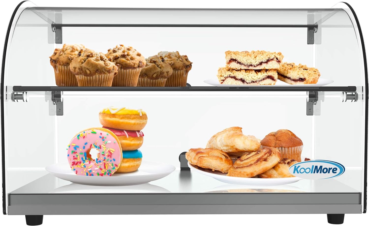 KoolMore - DC-2C 22' Commercial Countertop Bakery Display Case with Front Curved Glass and Rear Door - 1.5 cu. ft.