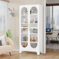 GAIOUS 71' Tall Curio Cabinet with Glass Door, 5 Tier Metal Display Cabinet with 4 Adjustable Shelves, Locking Glass Display Case for Collectibles, Showcase Storage Cabinets for Showroom Clinic, White