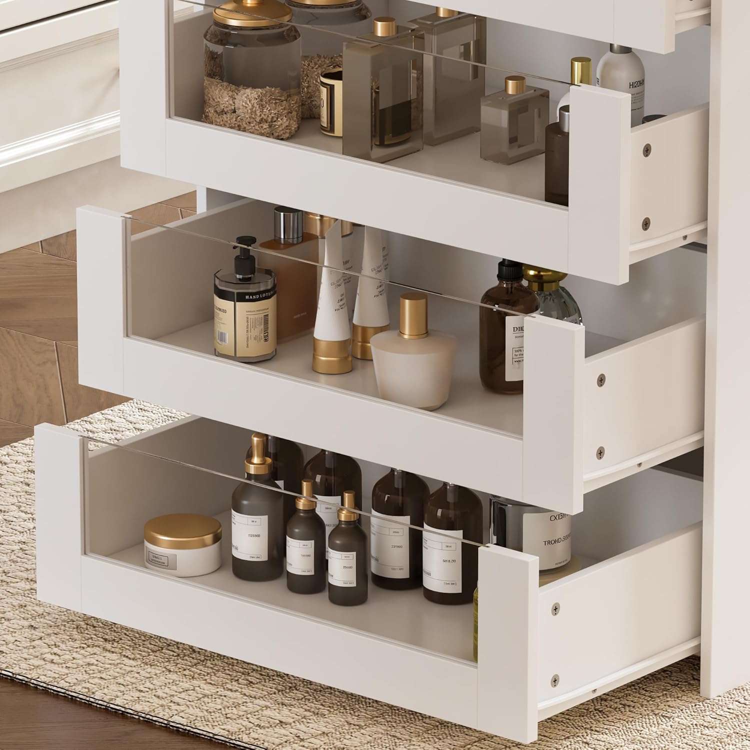 FUFU&GAGA Closet Island with Glass Top & 8 Drawers for Walk in Closet, Jewelry Display Cabinet Island with Glass Shelf, for Store Dressing Room Shop, 47.2'W x 23.6'D x 31.5'H