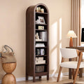 IFGET 71' Tall Arched Bookshelf, 8 Tiers Arch Bookcase with Storage, Modern Farmhouse Book Shelf with Adjustable Shelves, Wood Bookshelf w/Open Display Shelves for Living Room, Office (Brown)