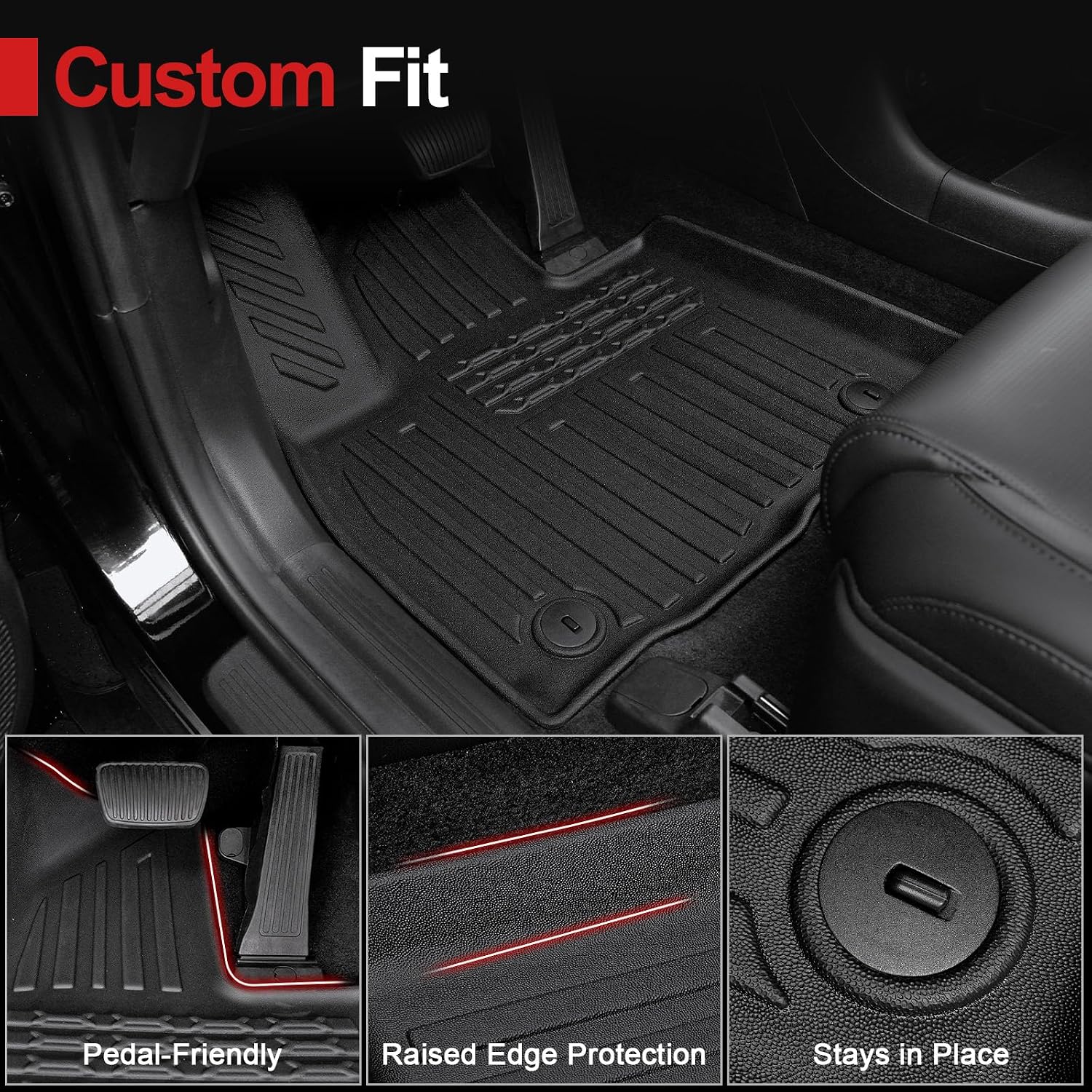 Floor Mats for 2026 Hyundai Palisade 7/8 Seat (Only Gas), All Weather TPE Black Cargo Mat with 3rd Seat Back Cover and Lower Trunk Mat for 2026 Hyundai Palisade Calligraphy Accessories