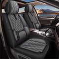 IKABEVEM Car Seat Covers Fit for Cadillac CT5 2020-2024 2025 - Waterproof Leather Seat Covers - Compatible Airbag with Lumbar Support(2 Front Seat Covers, Black & Grey)