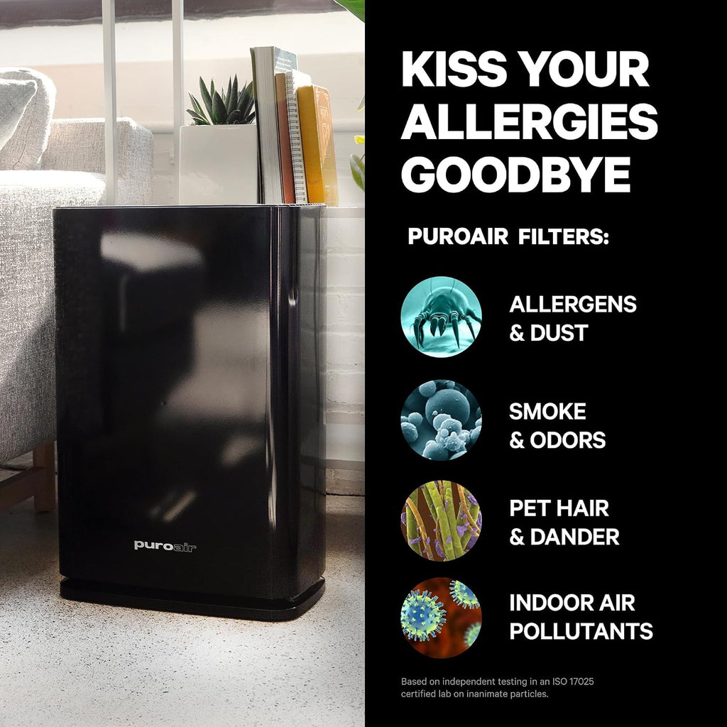 PuroAir 400 HEPA Air Purifier for Home Large Rooms - Covers 2,000 Sq Ft - Filters Up to 99.9% of Pollutants, Smoke, Pollen, Dust, and VOCs - Quiet HEPA Air Filter - Air Purifiers for Bedroom