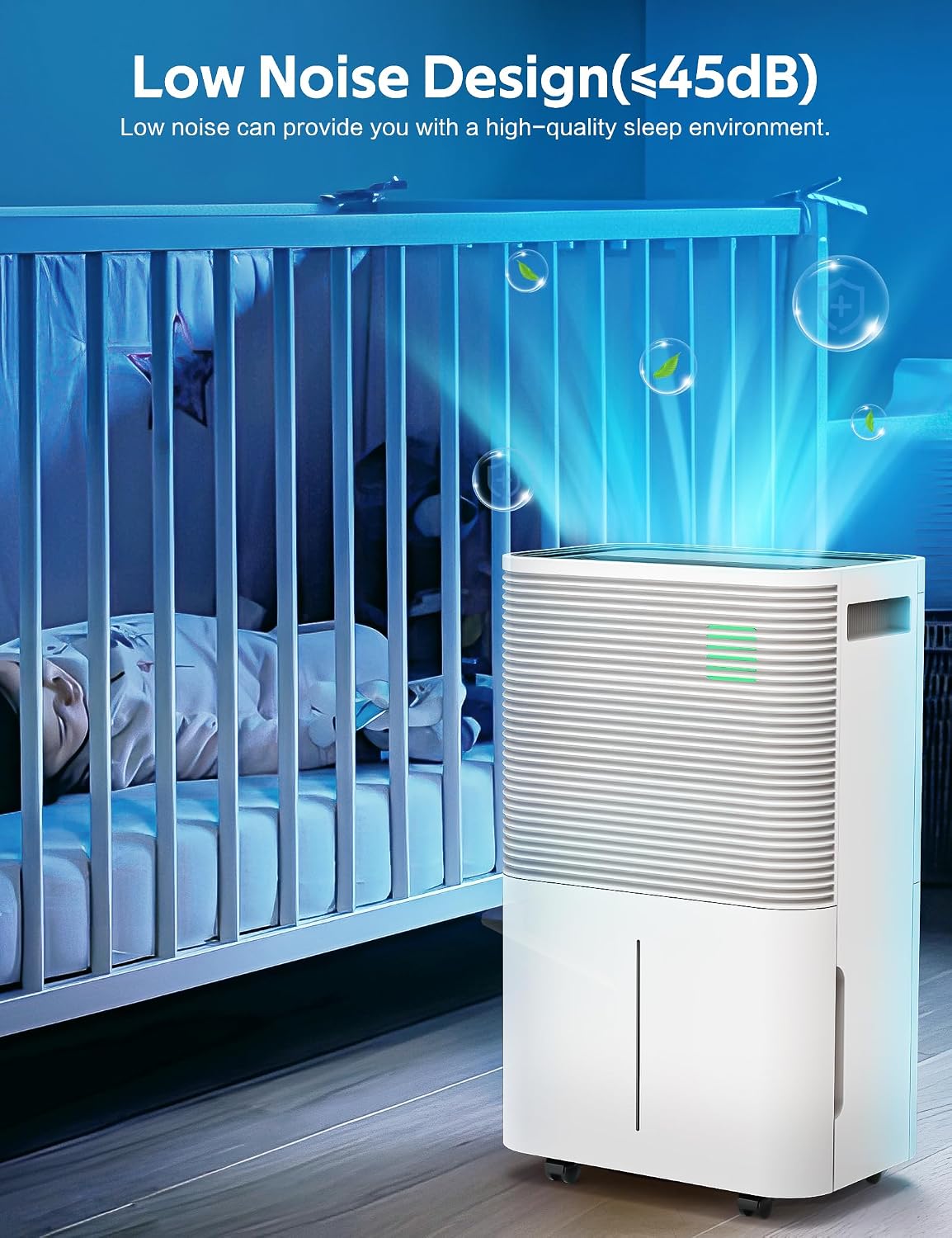 ZAFRO Dehumidifiers for Home, Bathroom, Bedroom, 45 Pints (50 Pint Under 90°F/90% RH) Dehumidifier with Auto Defrost, 4L Water Tank, 3 Colors LED Light, White