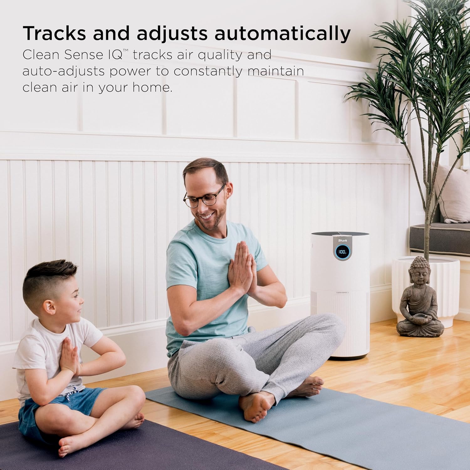 Shark Air Purifier for Home Large Room, Clean Sense Technology, HEPA Air Filter, 1000 Sq Ft, Kitchen, Filters Smoke, Captures 99.98% of Particles, Pet Dander, Pollutants, Dust, Allergens, HP201