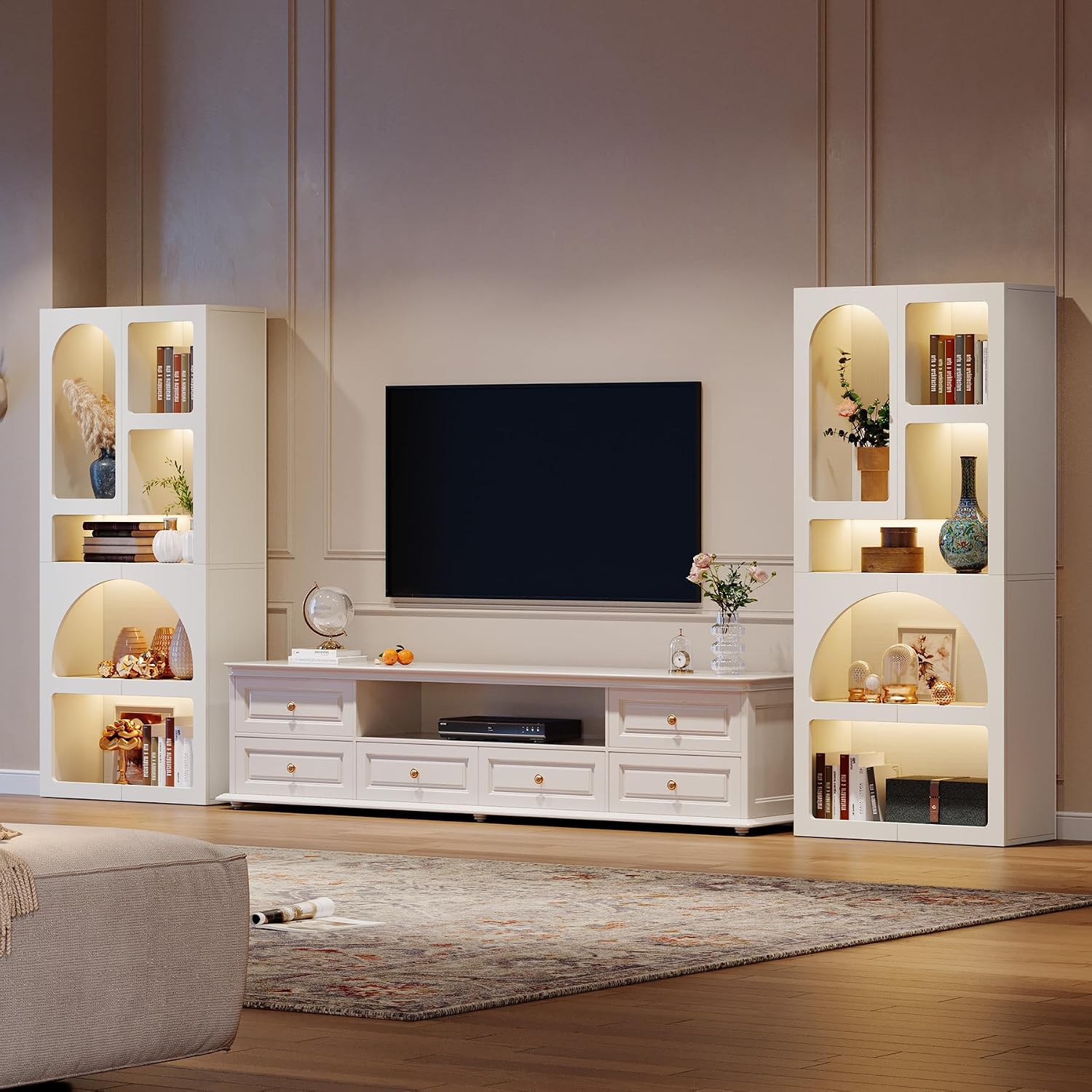 Tribesigns 70.87' Tall Geometric Bookshelf, White Arched Bookcase with 5 Irregular Storage Shelves, Modern Open Art Decor Display Shelf Free-Standing for Living Room, Bedroom, Closet