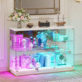 HNEBC 47.2' W Display Cabinet - with Lockable Glass Door,5-Tier Glass Display Case with 12 Lights Modes for Collectibles,Lighted Cuiro Cabinet with Human Sensor,China Cabinet,Living Room,White