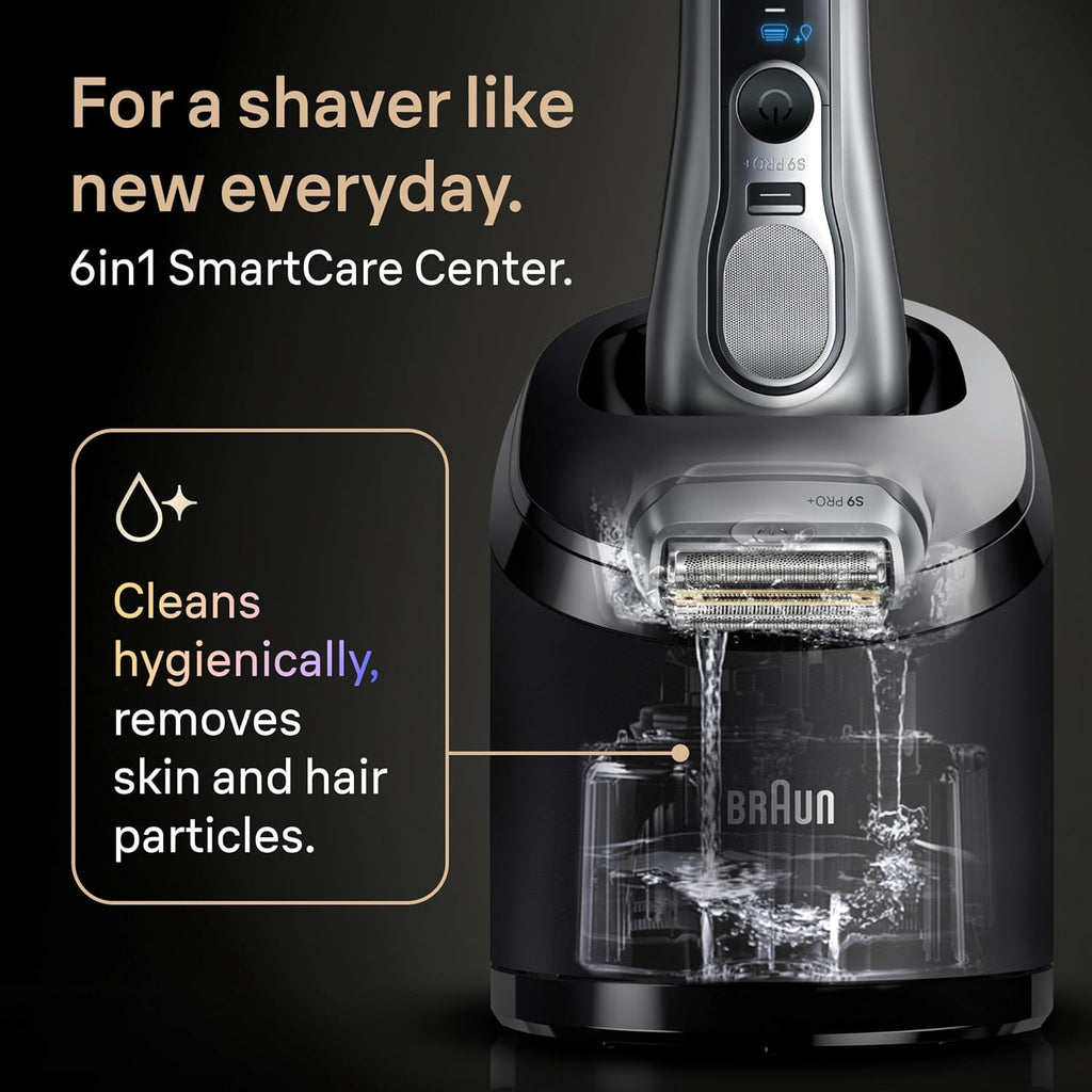 Braun Series 9 PRO+ Electric Shaver, Wet & Dry Razor, Pro SensoAdapt, 6in1 SmartCare Center, 9697CC, Silver