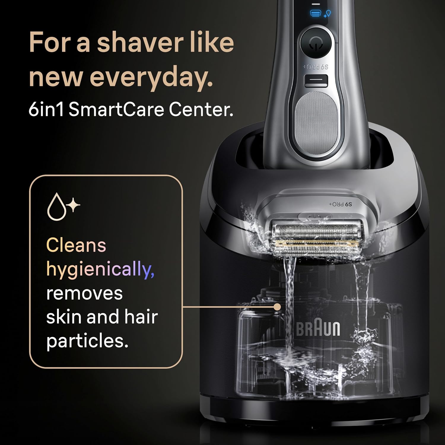 Braun Series 9 PRO+ Electric Shaver, Wet & Dry Razor, Pro SensoAdapt, 6in1 SmartCare Center, 9697CC, Silver