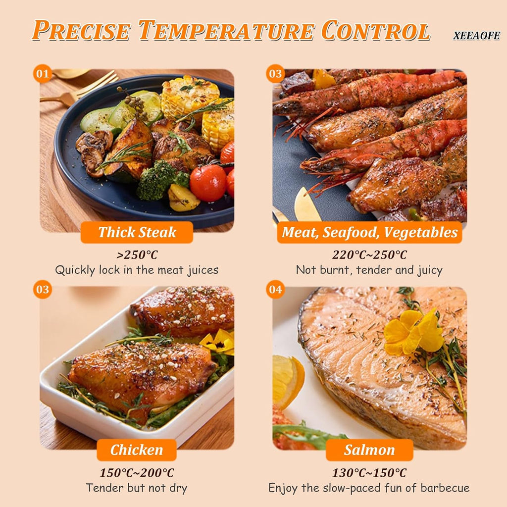 Korean BBQ Grill Indoor, Smokeless Electric Grill with 11 Firepower Level & Timer, LCD Touchscreen Control, Non-Stick Removable Grill Plates