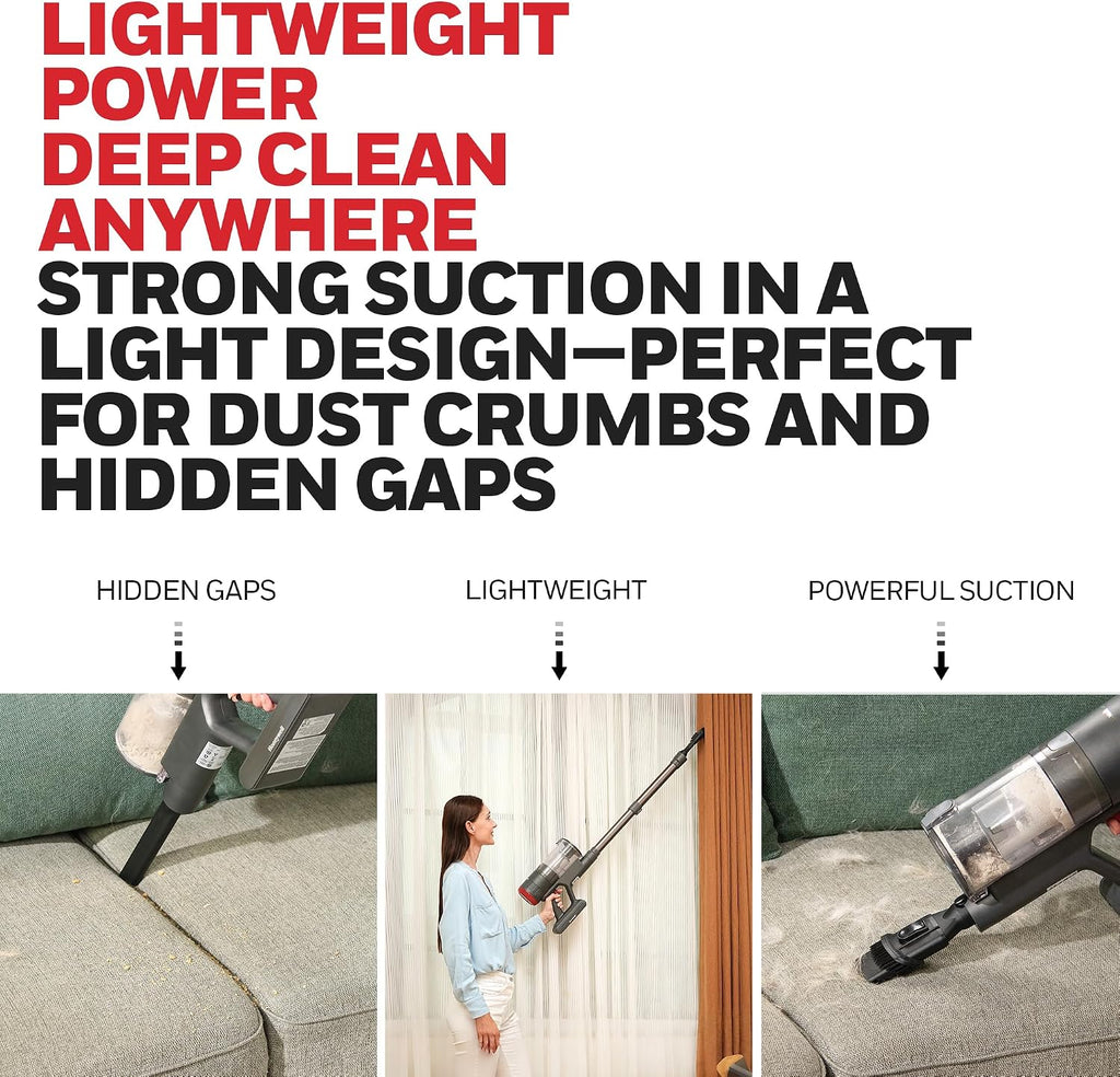 Honeywell Dual Mode Cordless Vacuum Cleaner, Brushless Stick Vacuum Cleaner for Carpet and Hard Floor w/Powerful Suction, Free‑Standing, Anti‑Tangle, 45Mins Runtime, Rechargeable for Home Pet Hair VC6