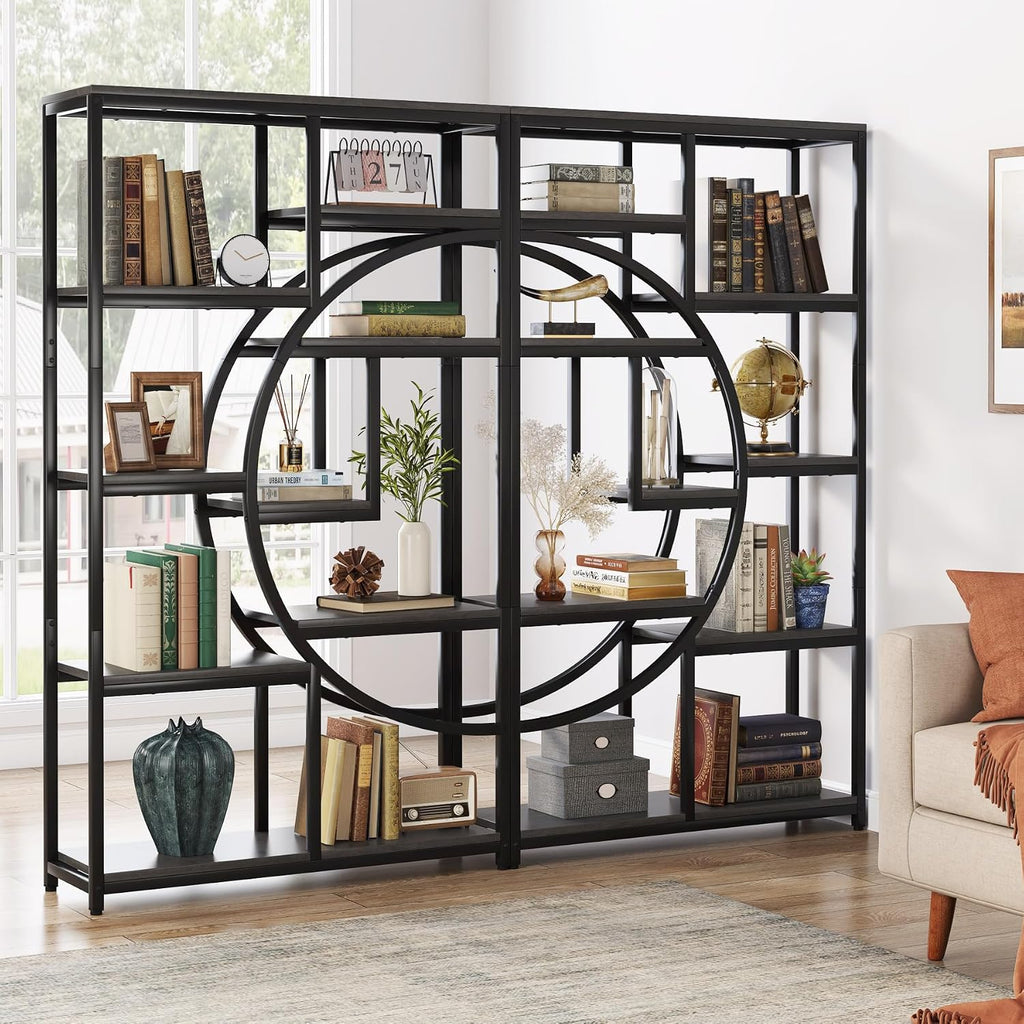 Tribesigns Bookshelf Industrial 5 Tier Etagere Bookcase, Freestanding Tall Bookshelves Display Shelf Storage Organizer with 9-Open Storage Shelf for Living Room, Bedroom