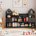 Vabches Castle Shape Children's Bookshelf, Kids Bookcase Display Case Kids Toy Storage Organizer Multifunctional Storage Cabinet Bookshelf Suitable for Playroom, Children's Room, Living Room, Black