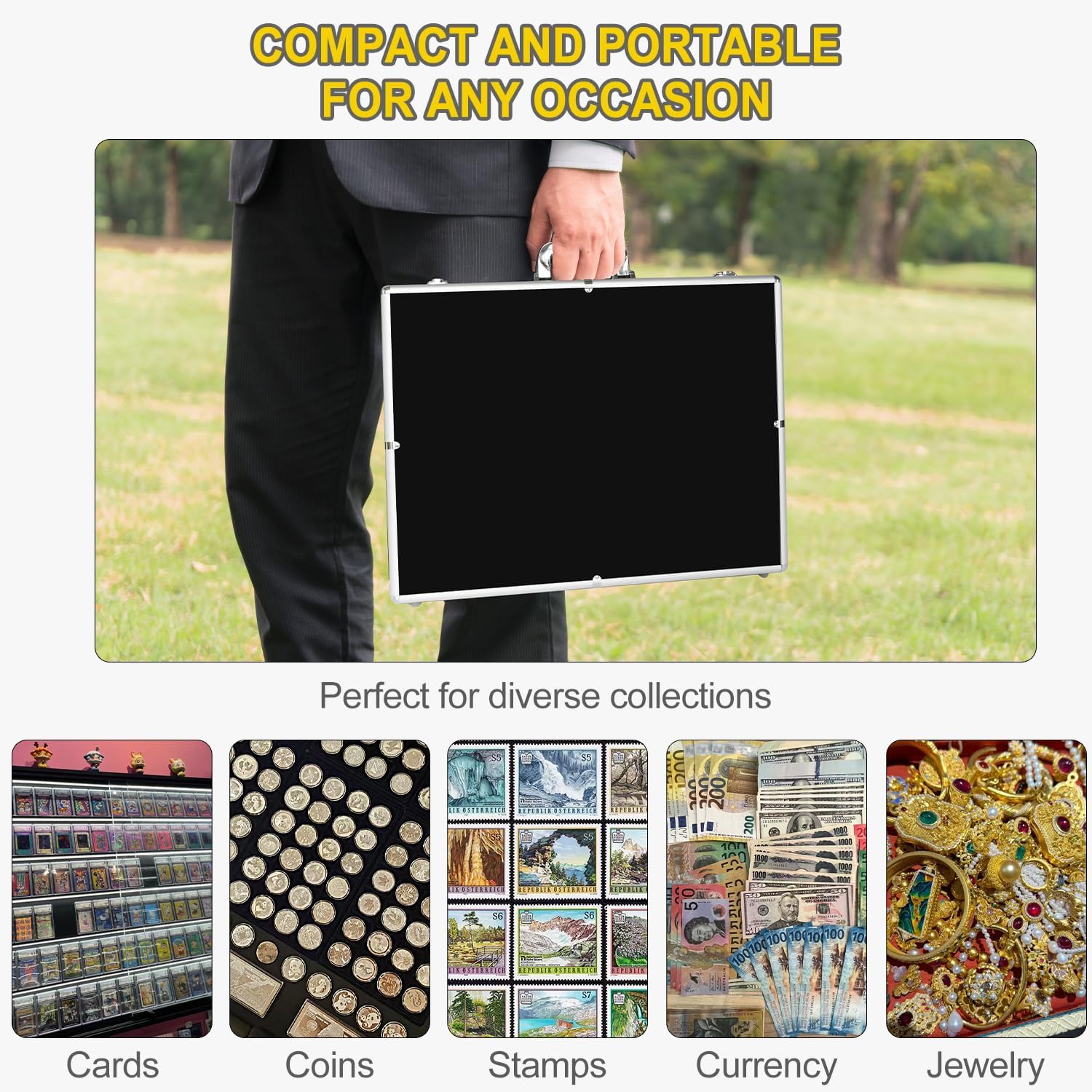 2 Pcs Trade Show Display Case – 34'x22' Large Aluminum Locking Tabletop Showcase for Trading Cards, Sports Cards, TCG, Jewelry – Lightweight & Portable for Exhibitions, Conventions, and Collectibles