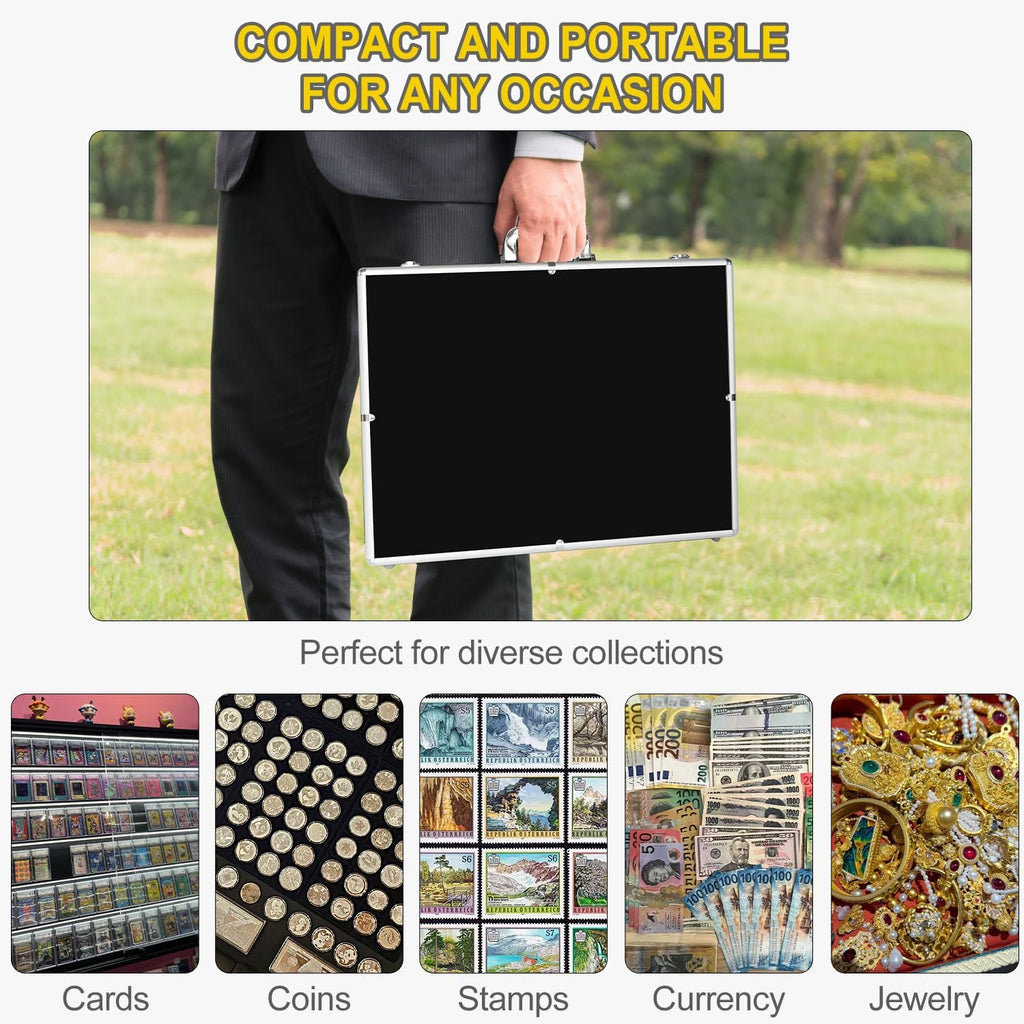 Trade Show Display Case – 34'x22' Large Aluminum Locking Tabletop Showcase for Trading Cards, Sports Cards, TCG, Jewelry – Lightweight & Portable for Exhibitions, Conventions, and Collectibles