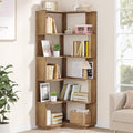 Tribesigns 6 Tier Corner Bookshelf, 64.9 Inches Tall L Shaped Bookcase with Anti-Drop Panel, Freestanding Wood Grain Shelf Display Rack Storage Organizer for Home Office (Light Brown)