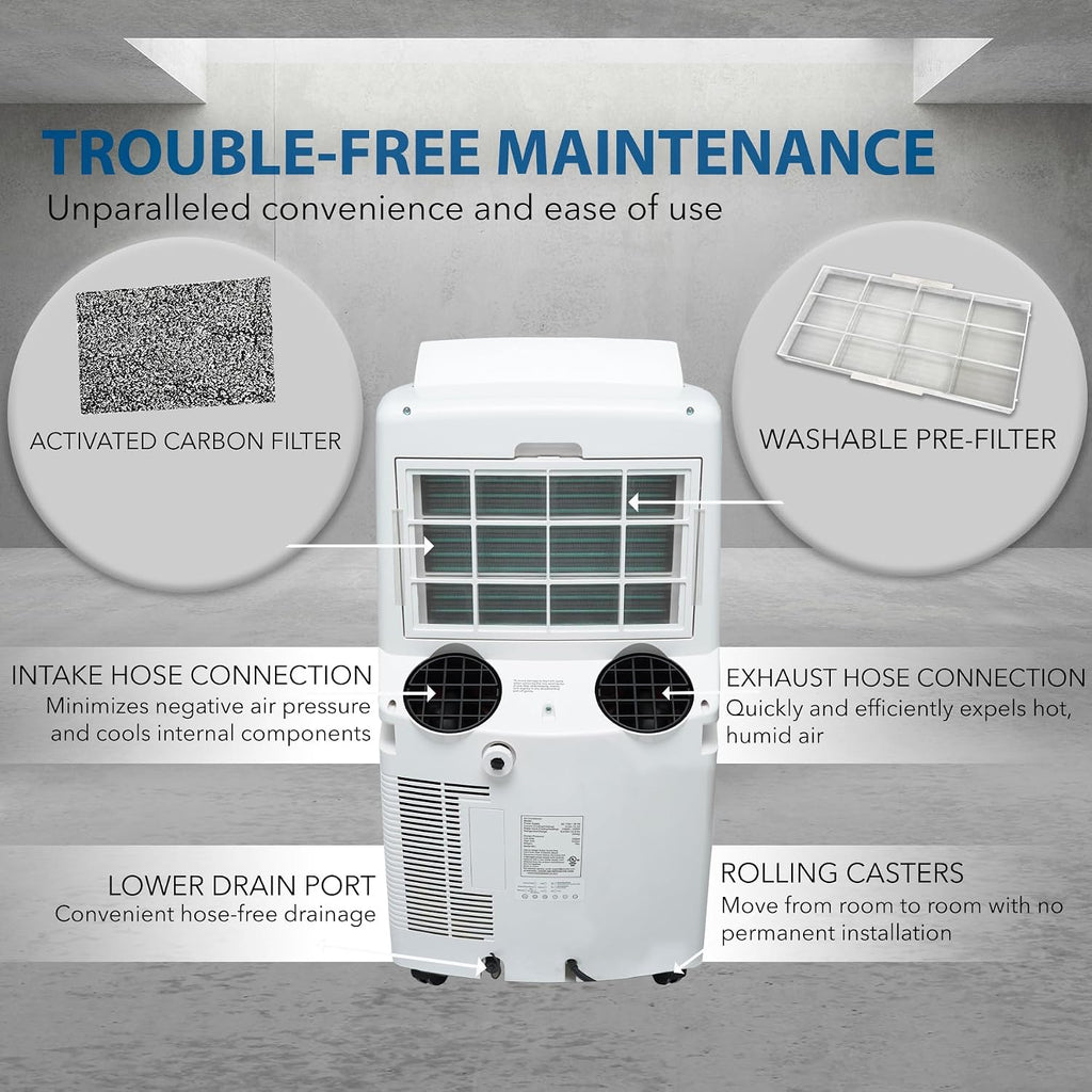 Whynter ARC-12SD 12,000 BTU (6,936 BTU SACC) Dual Hose Cooling Portable Air Conditioner, Dehumidifier, and Fan with Storage bag, up to 400 sq ft in White