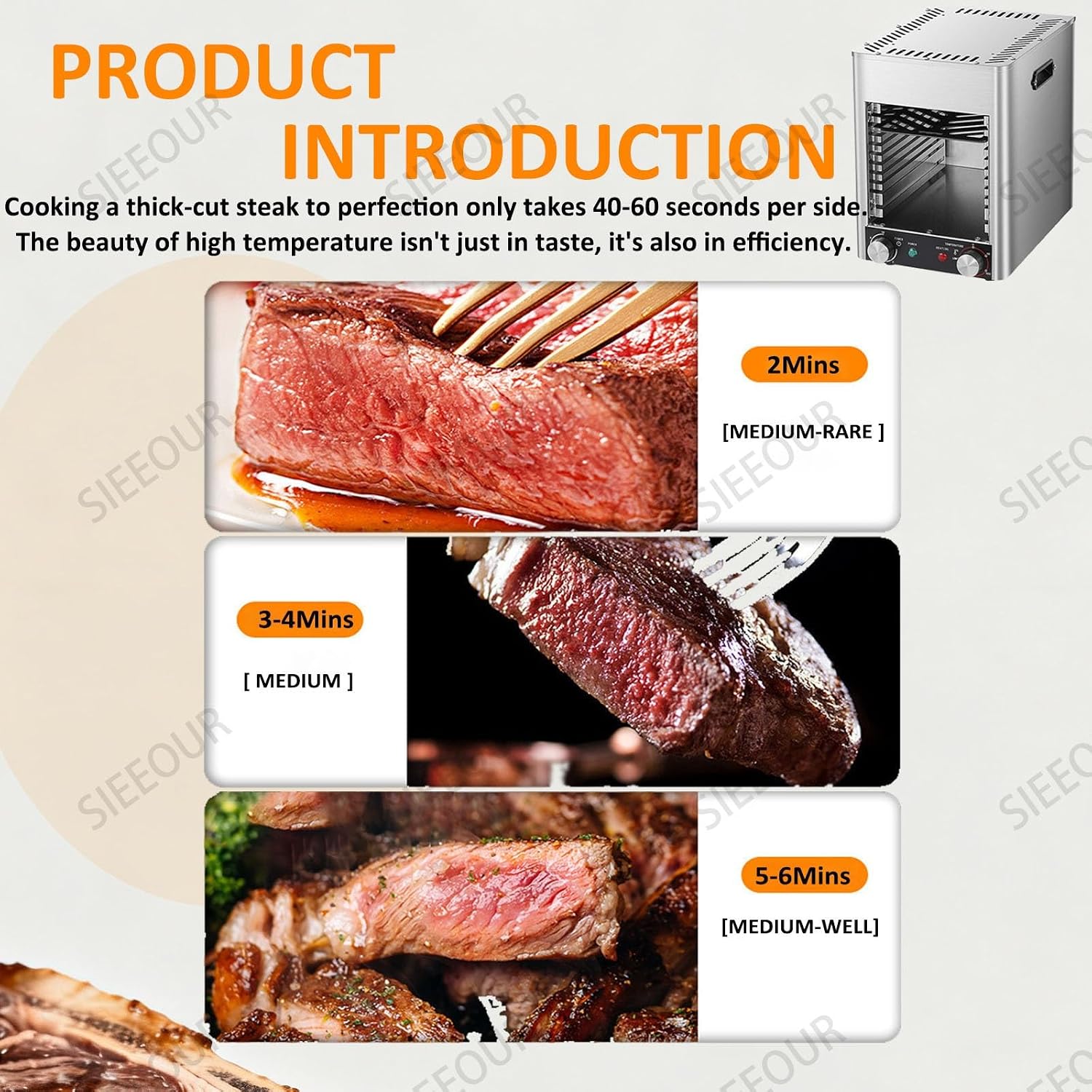 Commercial Steak Broiler, 1700W Electric Indoor Grill With 10-Tier,Electric Steak Grill With Stainless Steel, Max 800℃, 0-10min Timer, Stainless Steel Smokeless Oven For Restaurants